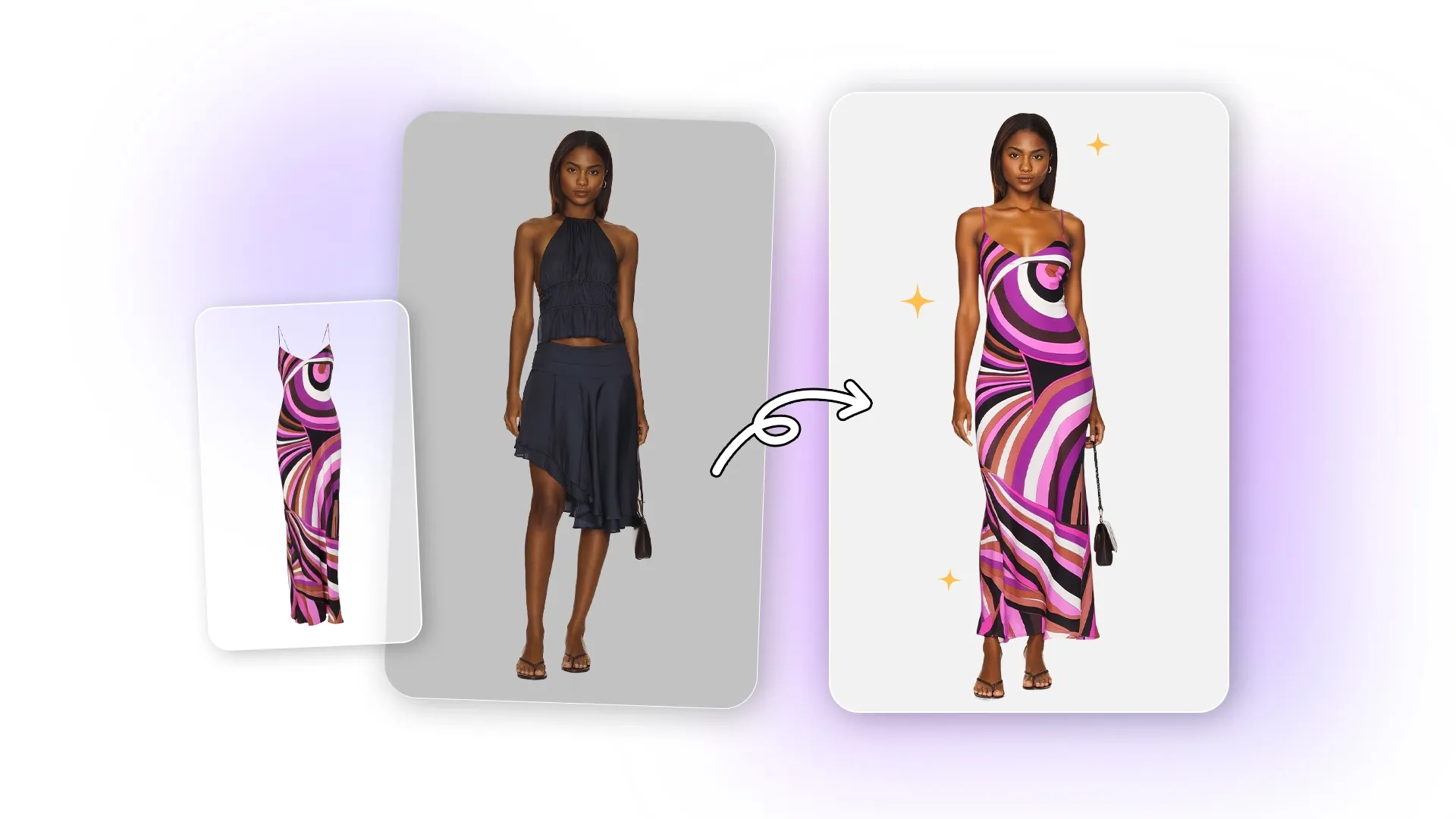 Transform any model's outfit instantly with Visboom's AI Clothes Changer for realistic, high-quality fashion photoshoots.